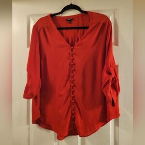 Torrid Vibrant Red Button-Down Blouse Size 0x (Harper Collection)